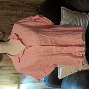 RACHEL Rachel Roy Pink 100% Linen Button Down Shirt Size M